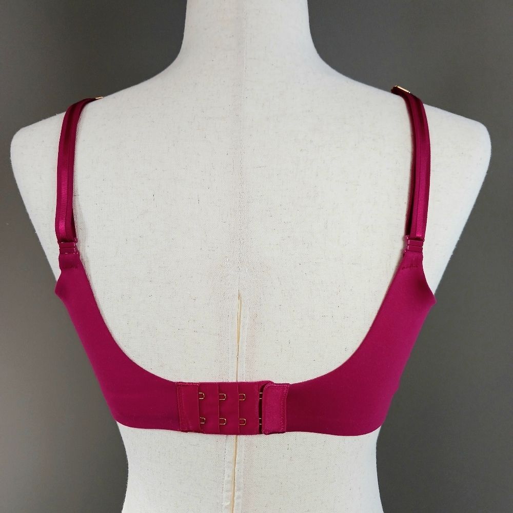 VICTORIA'S SECRET 32DDD Lightly Lined Demi Fuchsia Pink Gold V Soft Glam Accents - Picture 2 of 13